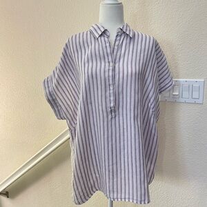 Lauren Ralph Lauren Linen Women’s XL Purple Collar Long Sleeve Button Up Shirt
